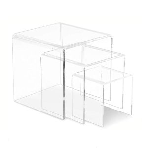 Prateleira Plataforma Acrílico Vitrine Decorativo Sala 3 Un