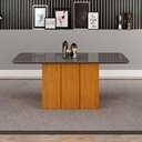 Ver imagem 3 de Mesa de Jantar Doha 120x80 Canto Copo com Vidro Cinamomo Chumbo - Leifer