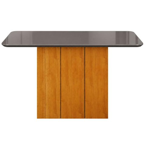 Mesa de Jantar Doha 120x80 Canto Copo com Vidro Cinamomo Chumbo - Leifer