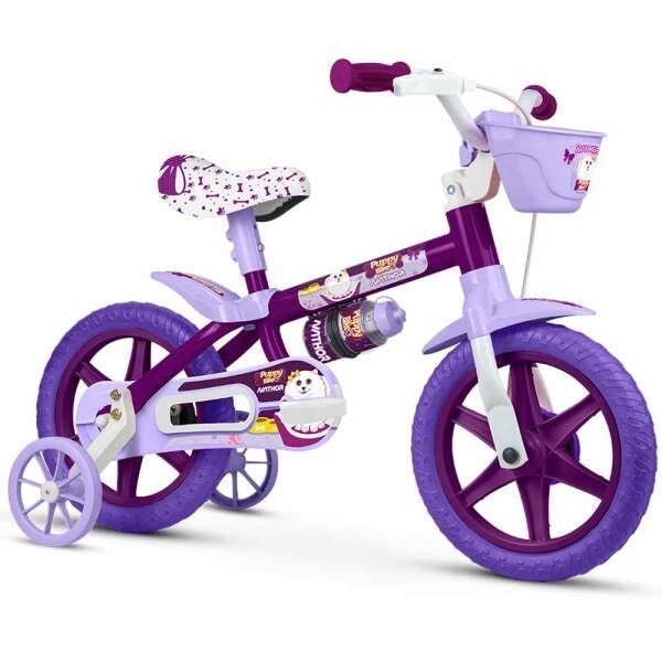 Bicicleta Infantil Aro 12 Menina Nathor - Puppy Bike - 1