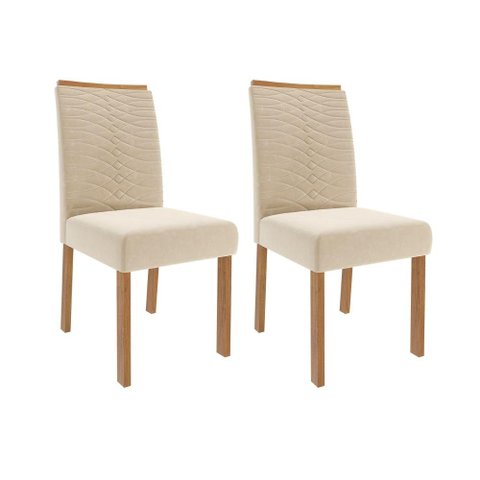Cadeira para Mesa de Jantar Jogo de 2 Cadeiras Mdf Clarice Wood Cimol Madeira/nude