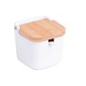 Saleiro de Cerâmica com Tampa de Bambu Quadrado e Colher 350g - 1