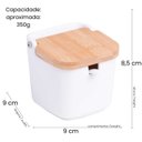 Ver imagem 6 de Saleiro de Cerâmica com Tampa de Bambu Quadrado e Colher 350g