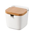 Ver imagem 3 de Saleiro de Cerâmica com Tampa de Bambu Quadrado e Colher 350g