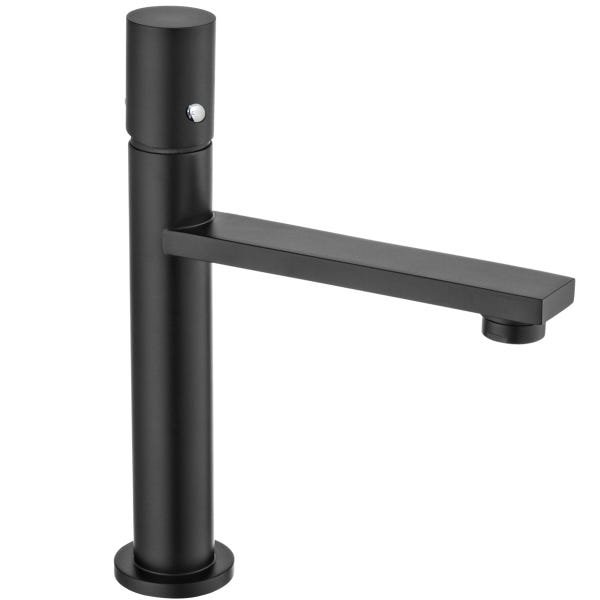 Torneira Para Banheiro De Mesa Bica Baixa Água Fria Preta Fosca Eco Metais - 1