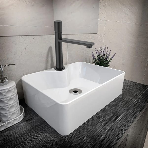 Torneira Para Banheiro De Mesa Bica Baixa Água Fria Preta Fosca Eco Metais - 2