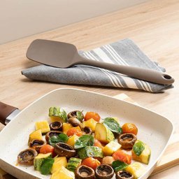 Colher de Silicone Para Cozinhar Colher Espátula Silicone Pão Duro Cinza - 3