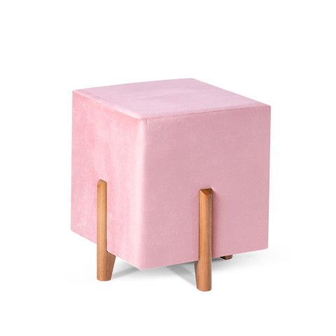 Puff Decorativo Quadrado em Suede na Cor Rosa
