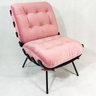 Poltrona Costela Veludo Rosa Candy com Puff - 5