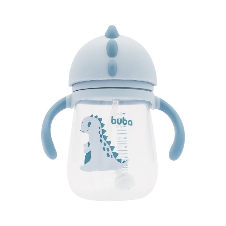 Copo de Transição com Canudo Alça e Válvula Dino Azul Buba