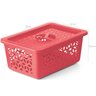 Cesto Com Tampa Caixa Organizadora De Plásticos Empilhável Coral - 3