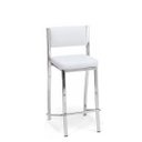 Ver imagem 2 de Kit 3 Banquetas Empilhável Cromada Alta Assento E Encosto Estofado Cor Branco - Poltronas do Sul