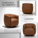 Ver imagem 2 de Poltrona Decorativa Roma Giratória em Courino Confortável Base 360 Graus Escritório Clínica Montada: