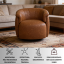 Ver imagem 4 de Poltrona Decorativa Roma Giratória em Courino Confortável Base 360 Graus Escritório Clínica Montada: