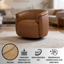 Ver imagem 3 de Poltrona Decorativa Roma Giratória em Courino Confortável Base 360 Graus Escritório Clínica Montada: