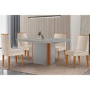 Ver imagem 1 de Conjunto: Mesa Sala Jantar Pietá Tampo c/ Vidro Curvo 120cm+4 Cadeiras Dakota Madeira Naturale/Off