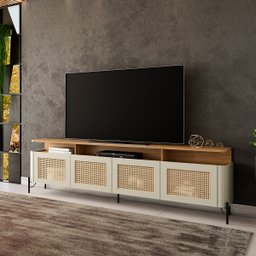 Rack Sala 4 Portas Palha Natural MDF L180 X A65cm - 1