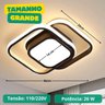 Luminária Sobrepor Estilo Plafon C/ Led Quadrado Duplo Difusor Central Cor Preto - Luz Amarela 3000k - 2