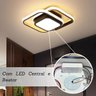 Luminária Sobrepor Estilo Plafon C/ Led Quadrado Duplo Difusor Central Cor Preto - Luz Amarela 3000k - 6