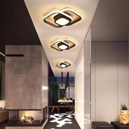 Luminária Sobrepor Estilo Plafon C/ Led Quadrado Duplo Difusor Central Cor Preto - Luz Amarela 3000k - 7