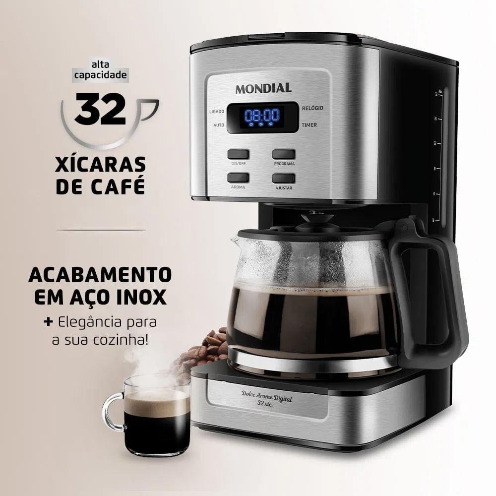 Cafeteira Elétrica Mondial Dolce Arome Preto e Inox C4432XSDI - 127V - 2