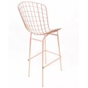 Ver imagem 2 de Kit 3 Banquetas BERTÓIA cor Rosê assento branco tubular - Poltronas do Sul