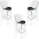 Ver imagem 1 de Kit 3 Banquetas BERTÓIA Cromada assento preto tubular - Poltronas do Sul