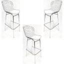 Ver imagem 1 de Kit 3 Banquetas BERTÓIA Cromada assento branco tubular - Poltronas do Sul