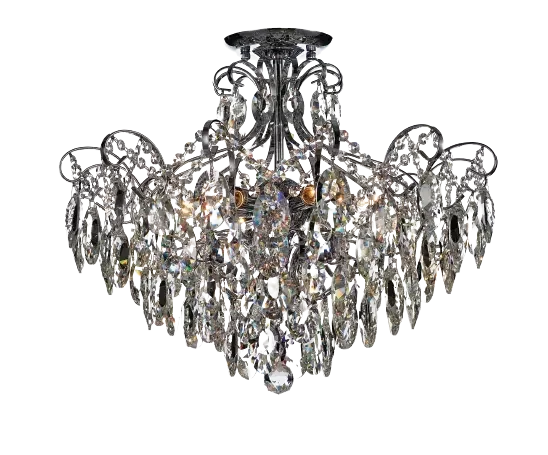 Plafon Bemmel Ø74x57Cm Metal Com Cristais K9 Transparentes 9 Lâmpadas E14 Tupiara - 1