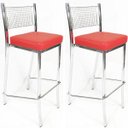 Ver imagem 1 de Kit 2 Banquetas EMPILHÁVEL cromada alta assento vermelho - Poltronas do Sul