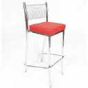 Ver imagem 3 de Kit 2 Banquetas EMPILHÁVEL cromada alta assento vermelho - Poltronas do Sul