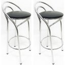 Ver imagem 1 de Kit 2 Banquetas cromada alta assento preto - Poltronas do Sul