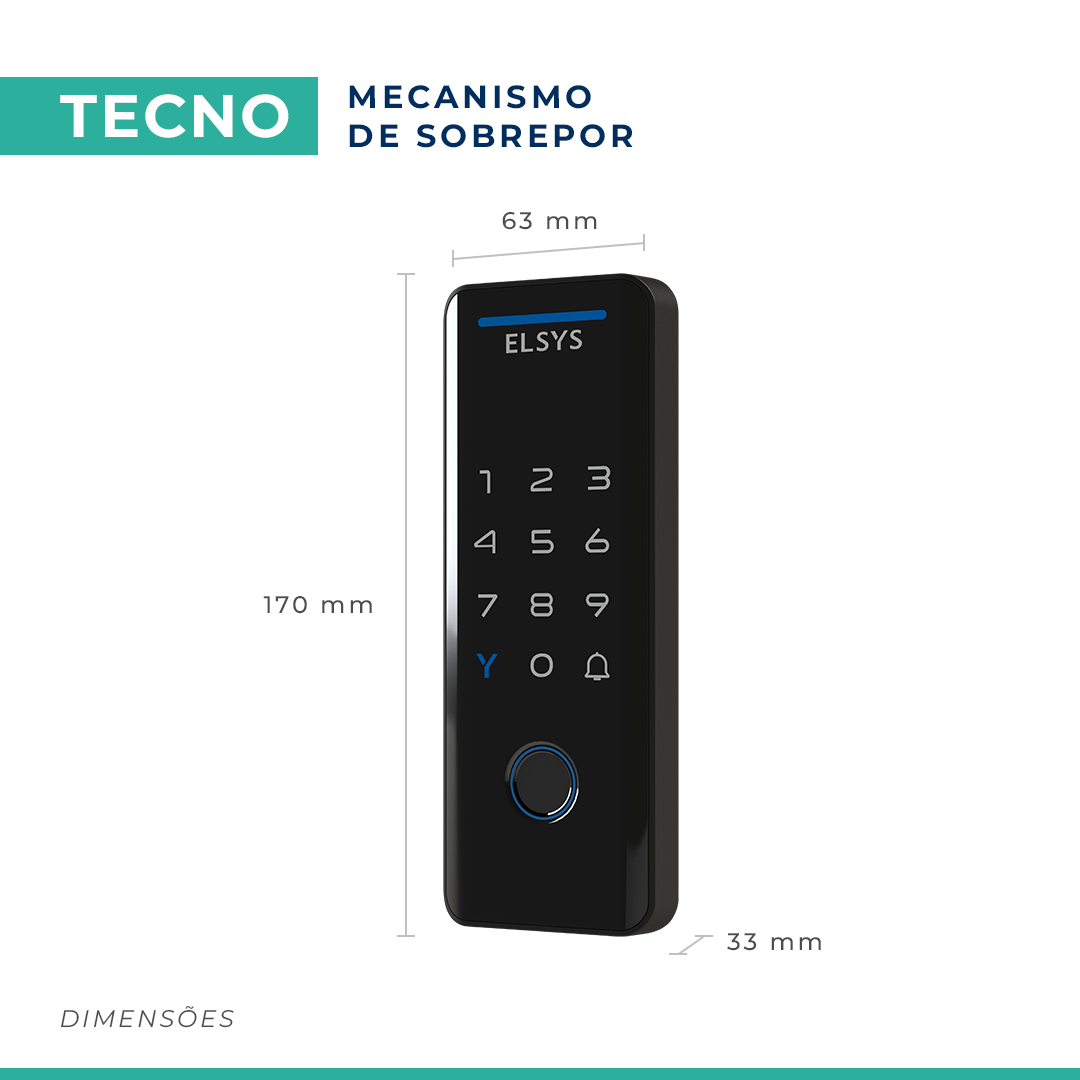 Fechadura Digital de Sobrepor Wi-fi Tecno Esf-ds4100v Preta Elsys - 9