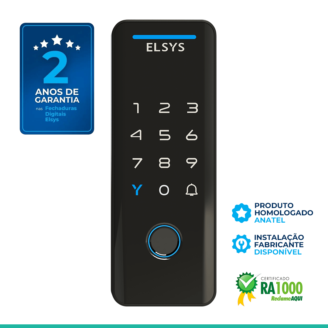 Fechadura Digital de Sobrepor Wi-fi Tecno Esf-ds4100v Preta Elsys - 3