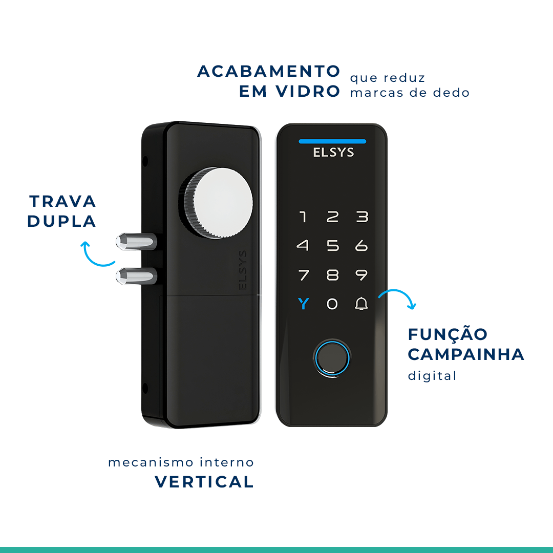 Fechadura Digital de Sobrepor Wi-fi Tecno Esf-ds4100v Preta Elsys - 7