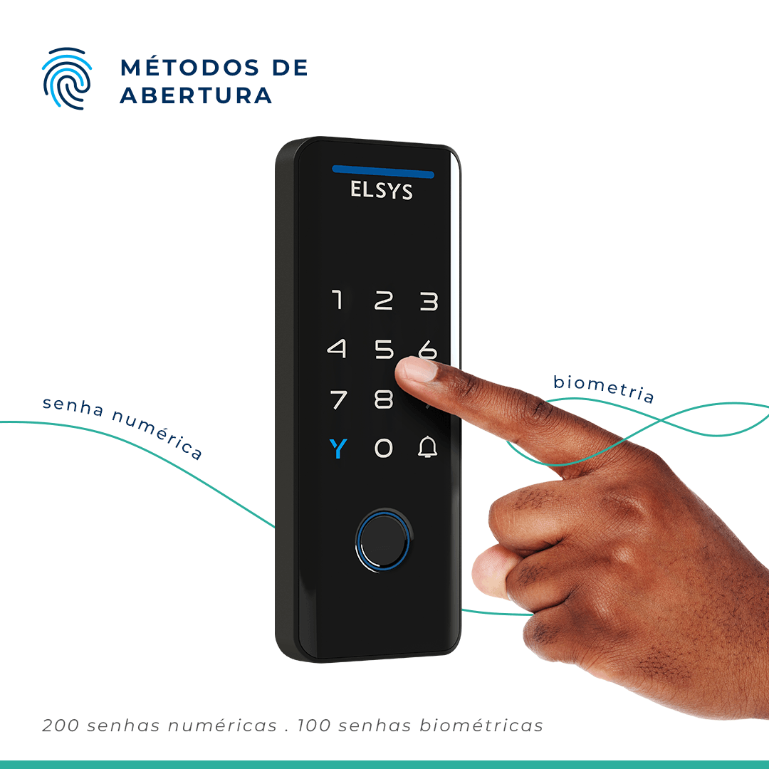 Fechadura Digital de Sobrepor Wi-fi Tecno Esf-ds4100v Preta Elsys - 4