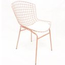 Ver imagem 1 de Cadeira Bertóia Cor Rosê Assento Branco Tubular - Poltronas Do Sul