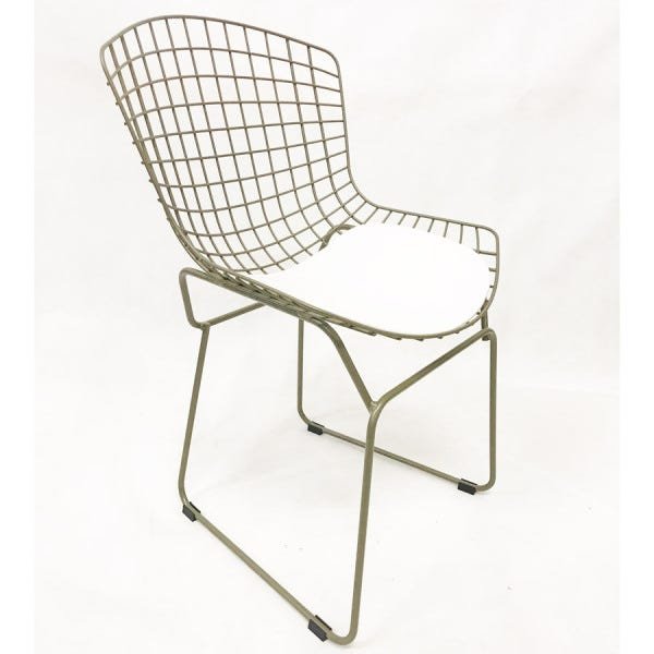 Cadeira Bertoia Cor Rato Assento Branco - Poltronas Do Sul - 1