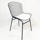 Ver imagem 2 de Kit 3 Cadeiras Bertóia Preta Assento Branco Tubular - Poltronas Do Sul