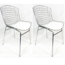 Ver imagem 1 de Kit 2 Cadeiras Bertóia Cromada Assento Branco Tubular - Poltronas Do Sul