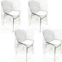 Ver imagem 1 de Kit 4 Cadeiras Bertóia Cromada Assento Branco Tubular - Poltronas Do Sul