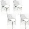 Kit 4 Cadeiras Bertóia Cromada Assento Branco Tubular - Poltronas Do Sul - 1