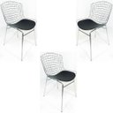 Ver imagem 1 de Kit 3 Cadeiras Bertóia Cromada Assento Preto Tubular - Poltronas Do Sul
