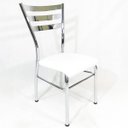Ver imagem 2 de Kit 2 Cadeiras de Cozinha com Reforço Cromada Assento Branco - Poltronas Do Sul