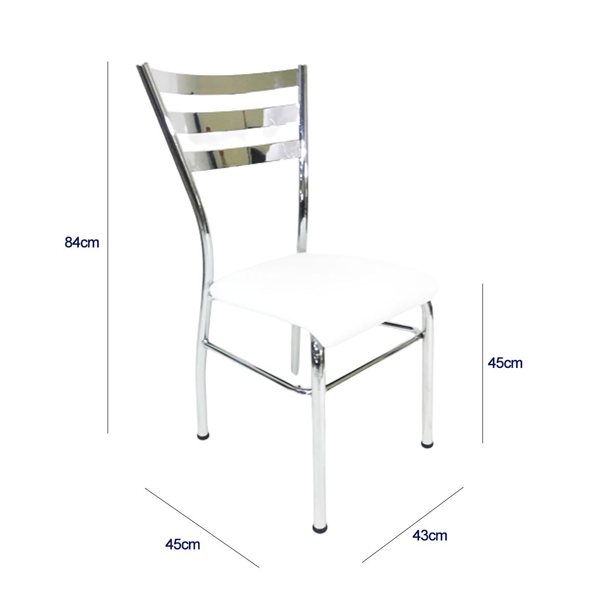 Kit 4 Cadeiras de Cozinha com Reforço Cromada Assento Branco - Poltronas do Sul - 4