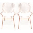 Ver imagem 1 de Kit 2 Cadeiras Bertóia Cor Rosê Assento Branco Tubular - Poltronas Do Sul