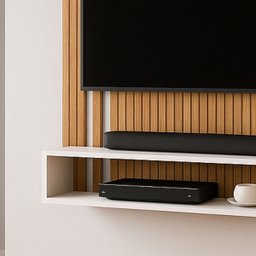 Painel Tv 32 Pol Sala Quarto Suspenso Nicho Prateleira 90x90:ripado/offwhite - 3