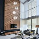 Ver imagem 3 de Lustre Pendente Para Sala Pé direito Duplo Quatro Arabesques Branco