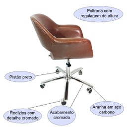 Poltrona Escritório Eduarda com Regulagem de Altura - Poltronas do Sul - 2