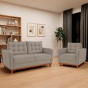 Ver imagem 1 de Kit Sofá 2 Lugares e 1 Poltrona Luxo Moderno Sala de Estar Suede Samuel